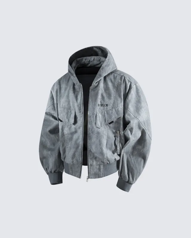 Tie-Dye Denim Bomber Jacket sold by KIIKIO