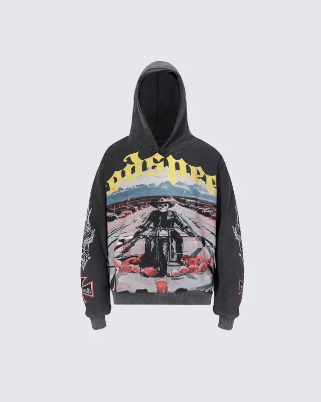 American Retro Skull Print Pullover Sweatshirt made by KIIKIO