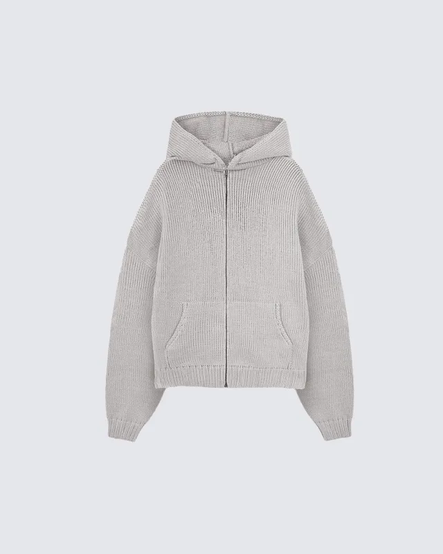 Vintage Relaxed Knit Zip Hoodie sold by KIIKIO