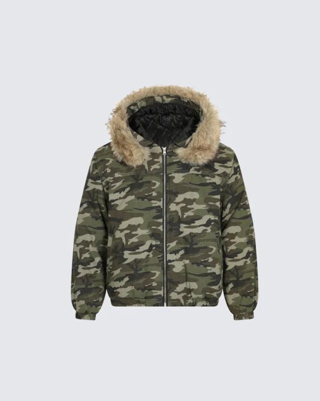 Street Style Outdoor Camouflage Padded Jacket sold by KIIKIO