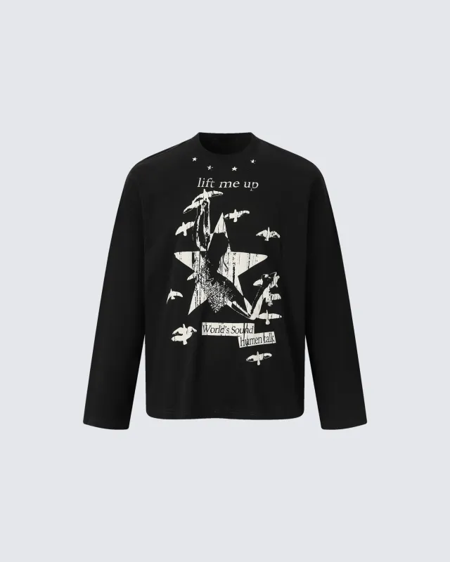 Graphic Printed Long Sleeve T-Shirt sold by KIIKIO