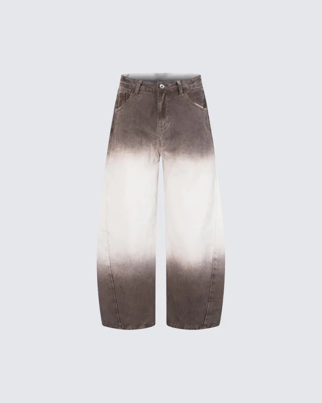 Gradient Washed Curved Wide-Leg Jeans made by KIIKIO