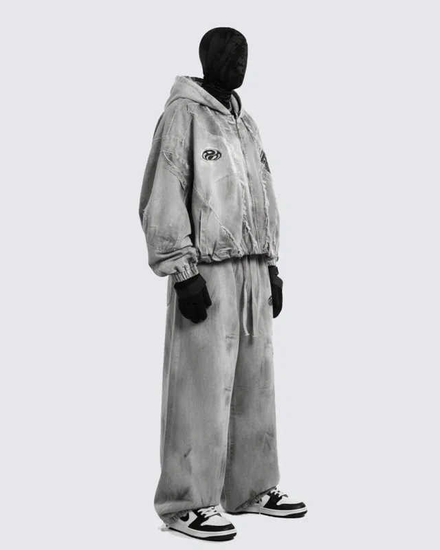 Washed Vintage Embroidered Sports Casual Tracksuit sold by KIIKIO