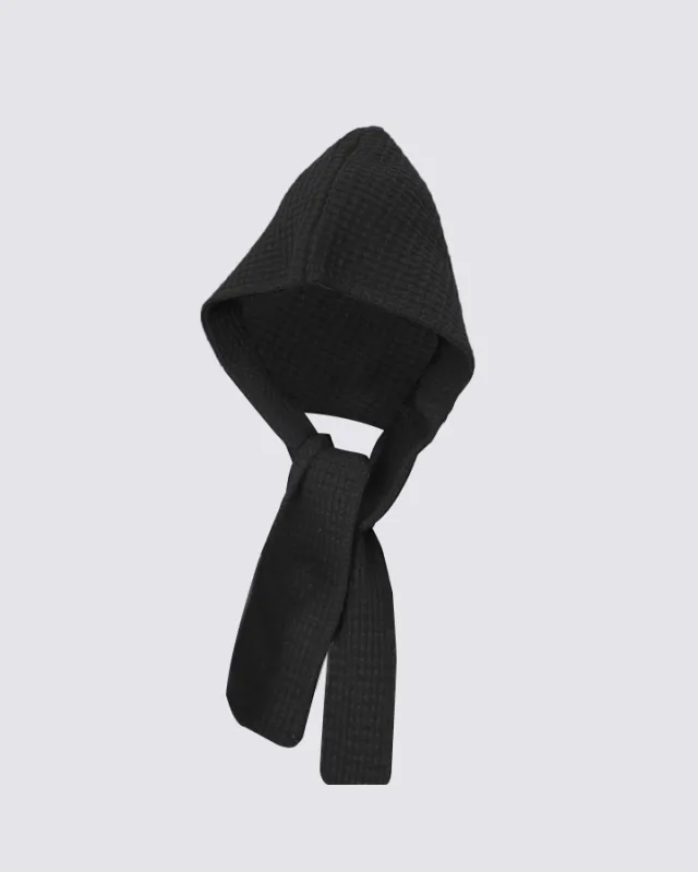 Black Knit Hooded Scarf sold by KIIKIO