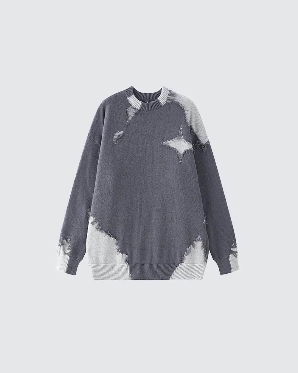 American High Street Hip-Hop Patchwork Frayed Sweater sold by KIIKIO product image thumbnail 2