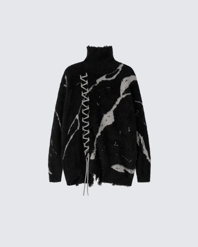 American Dark Aesthetic Distressed Turtleneck Sweater sold by KIIKIO