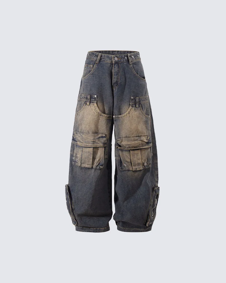 Vintage Heavy Duty Wasteland Style Wide-Leg Pants sold by KIIKIO