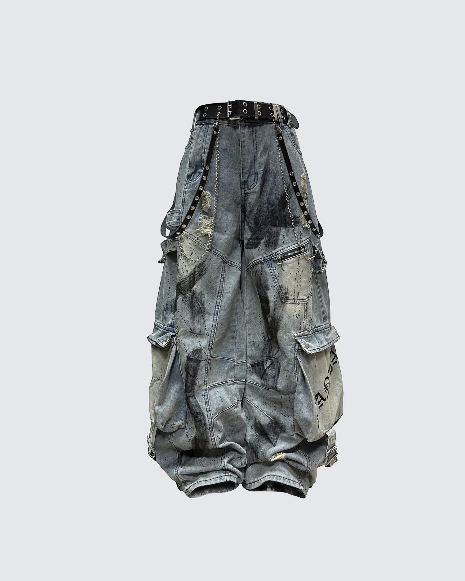 Streetwear Cargo Denim Pants sold by KIIKIO product image thumbnail 3
