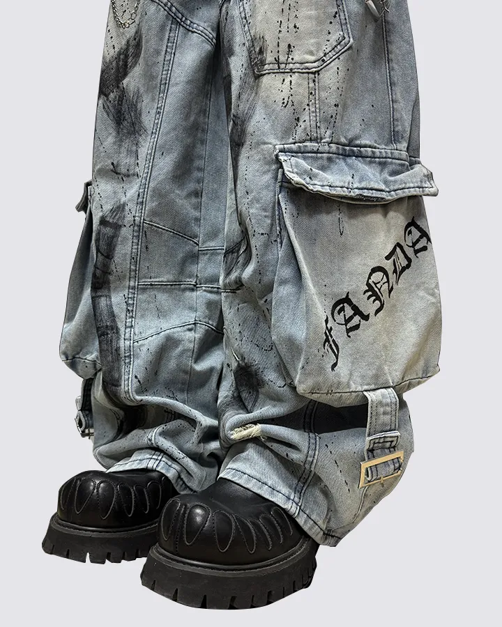 Streetwear Cargo Denim Pants sold by KIIKIO product image thumbnail 5