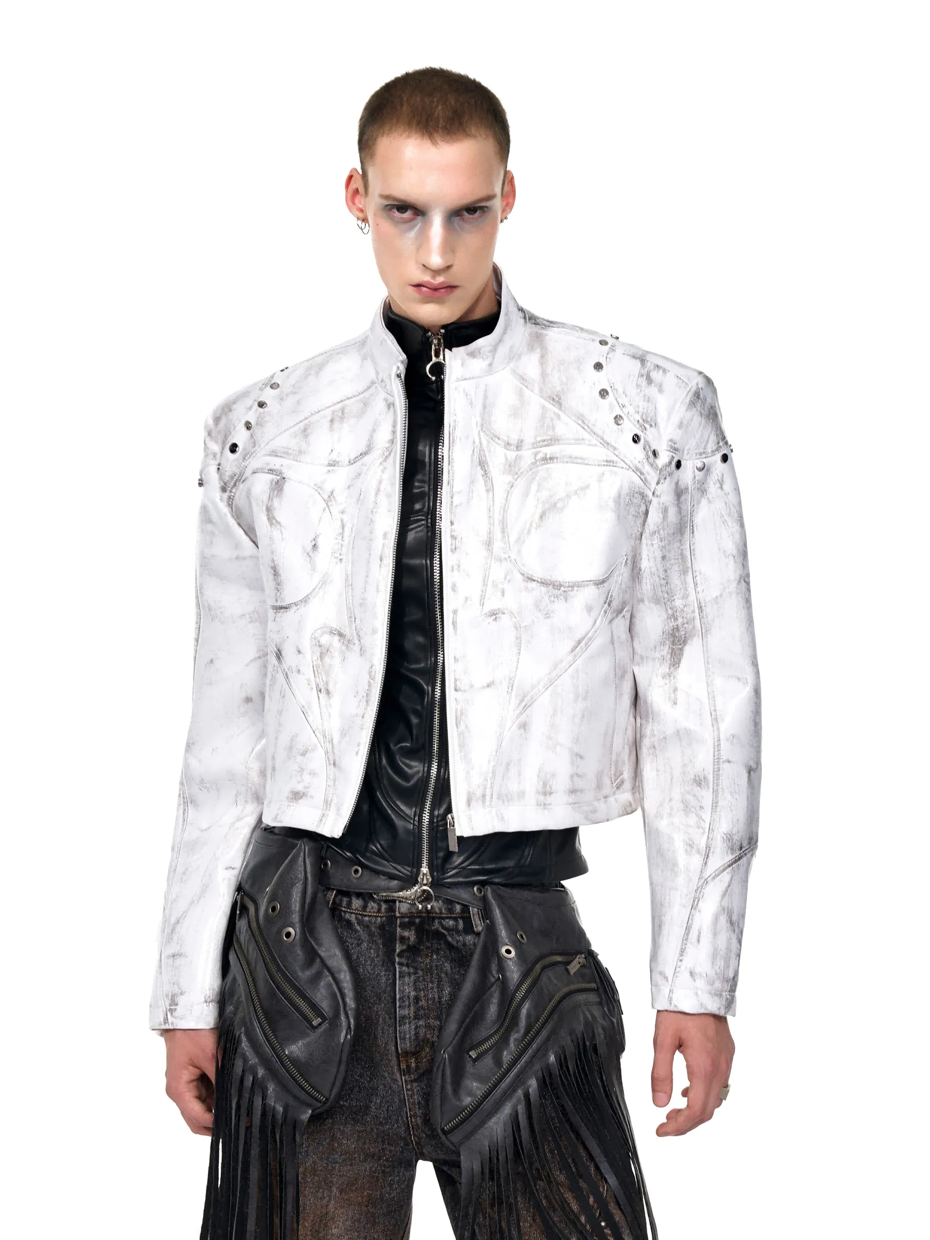 Studded Moto Leather Jacket sold by KIIKIO product image thumbnail 4
