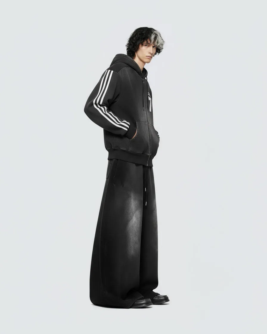 Vintage Loose Fit Washed Distressed Zip-Up Hoodie sold by KIIKIO product image thumbnail 3