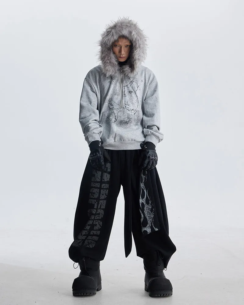 Totem Print Tie-Waist Scimitar Relaxed Wide-Leg Sweatpants sold by KIIKIO product image thumbnail 2