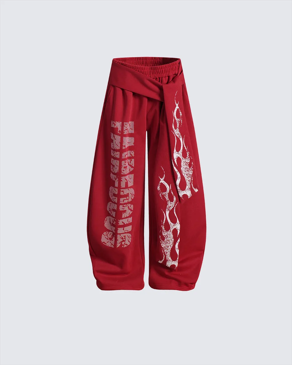 Totem Print Tie-Waist Scimitar Relaxed Wide-Leg Sweatpants sold by KIIKIO product image thumbnail 3