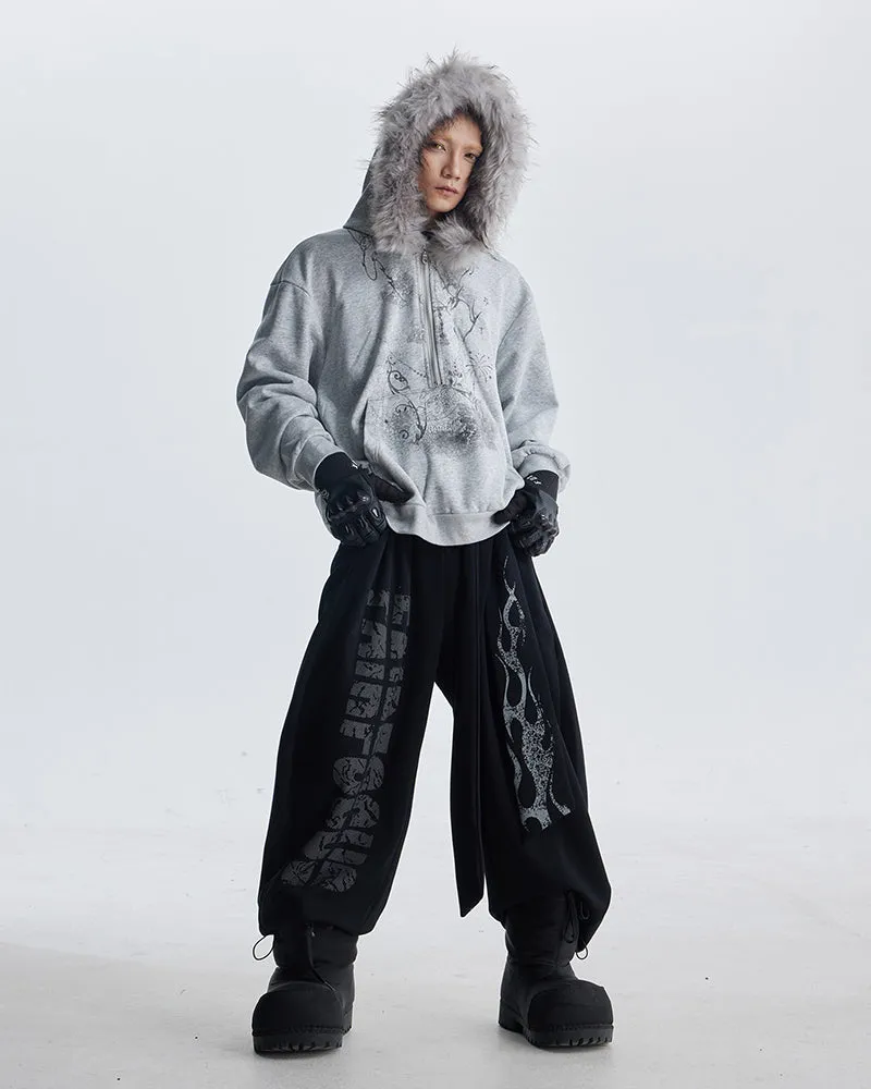 Totem Print Tie-Waist Scimitar Relaxed Wide-Leg Sweatpants sold by KIIKIO product image thumbnail 5