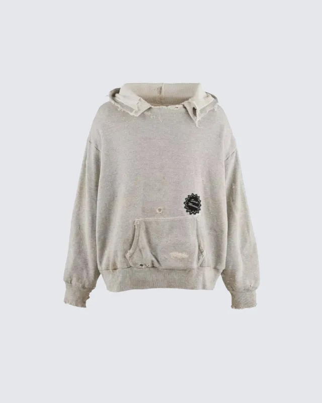 Distressed Printed Pullover Hoodie sold by KIIKIO