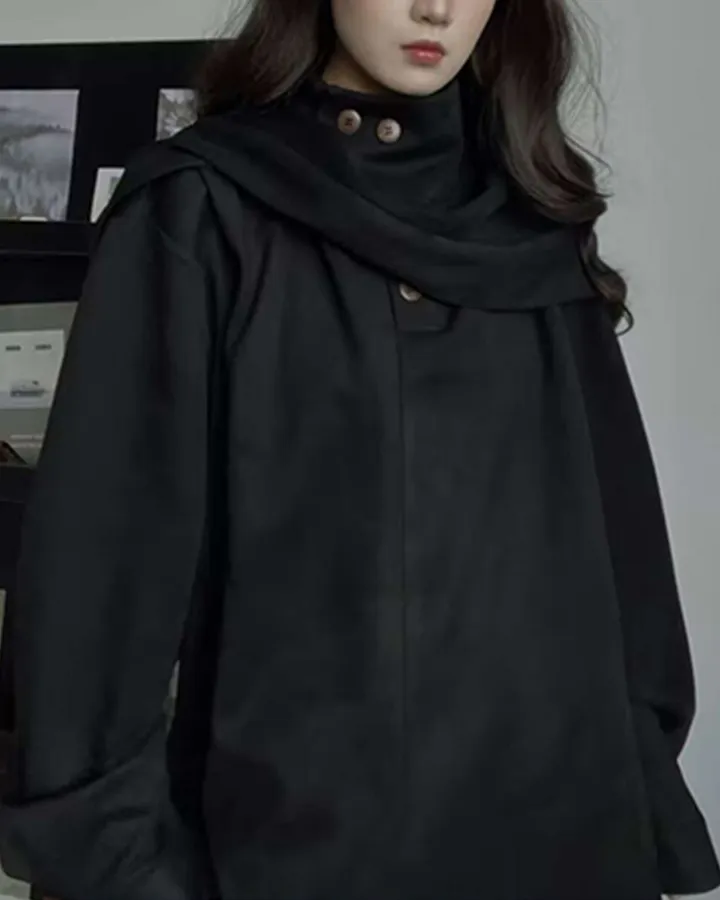 Asymmetric Collar Button-Up Shirt sold by KIIKIO product image thumbnail 3