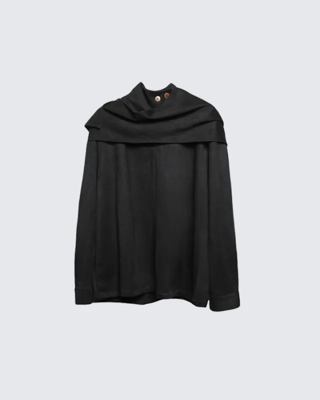 Asymmetric Collar Button-Up Shirt made by KIIKIO