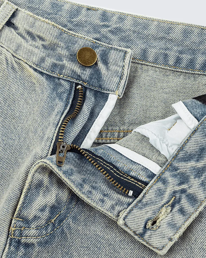 Wide-Leg Denim Jeans with Buttoned Hem sold by KIIKIO product image thumbnail 4