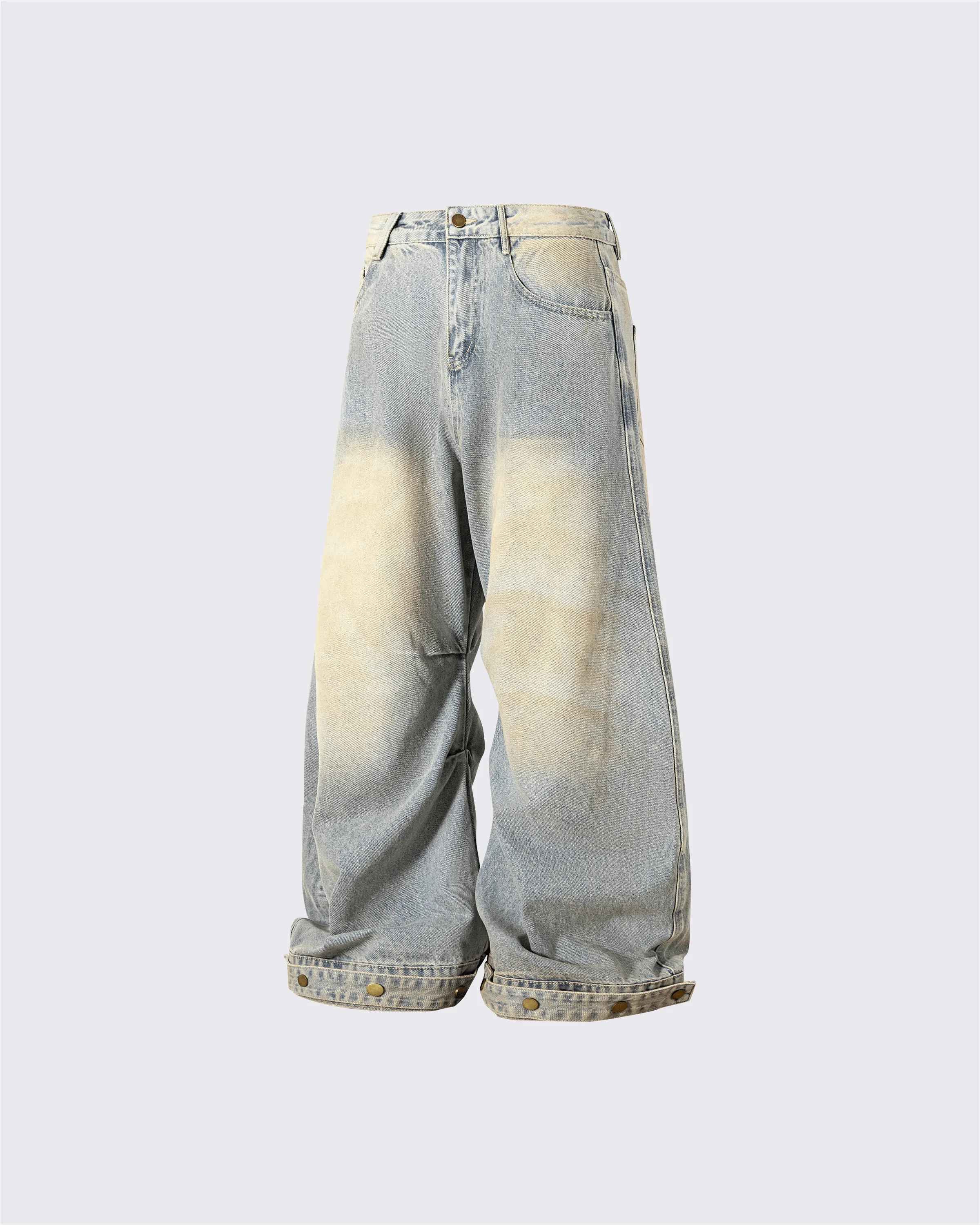 Wide-Leg Denim Jeans with Buttoned Hem sold by KIIKIO product image thumbnail 2