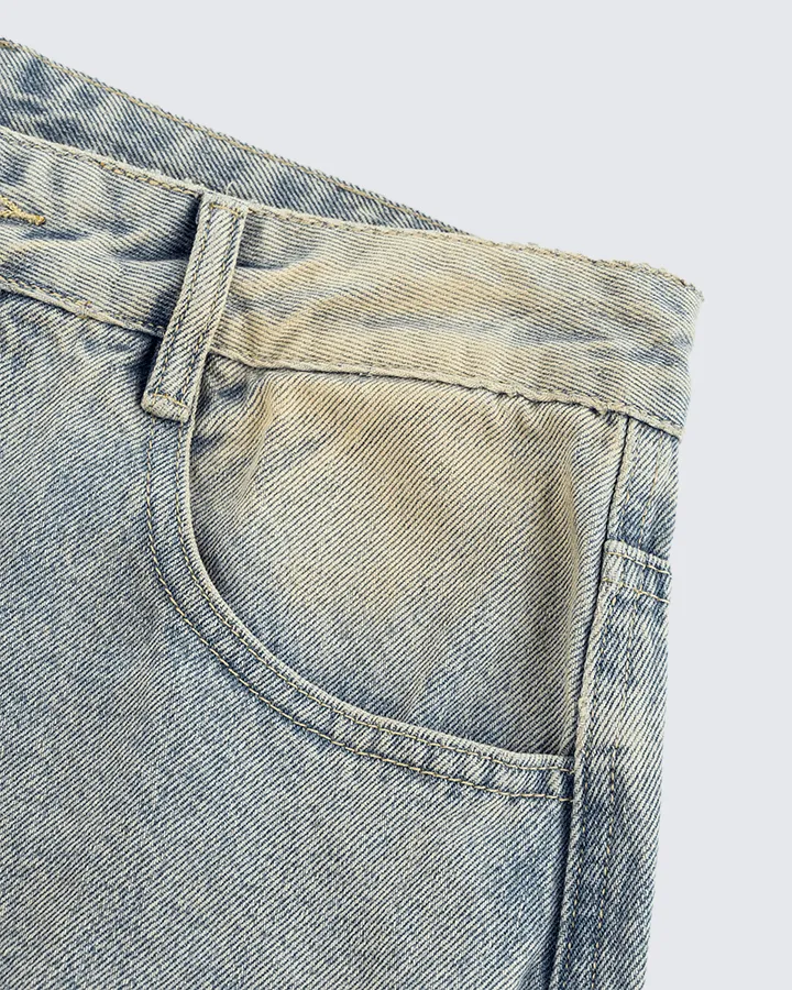 Wide-Leg Denim Jeans with Buttoned Hem sold by KIIKIO product image thumbnail 5