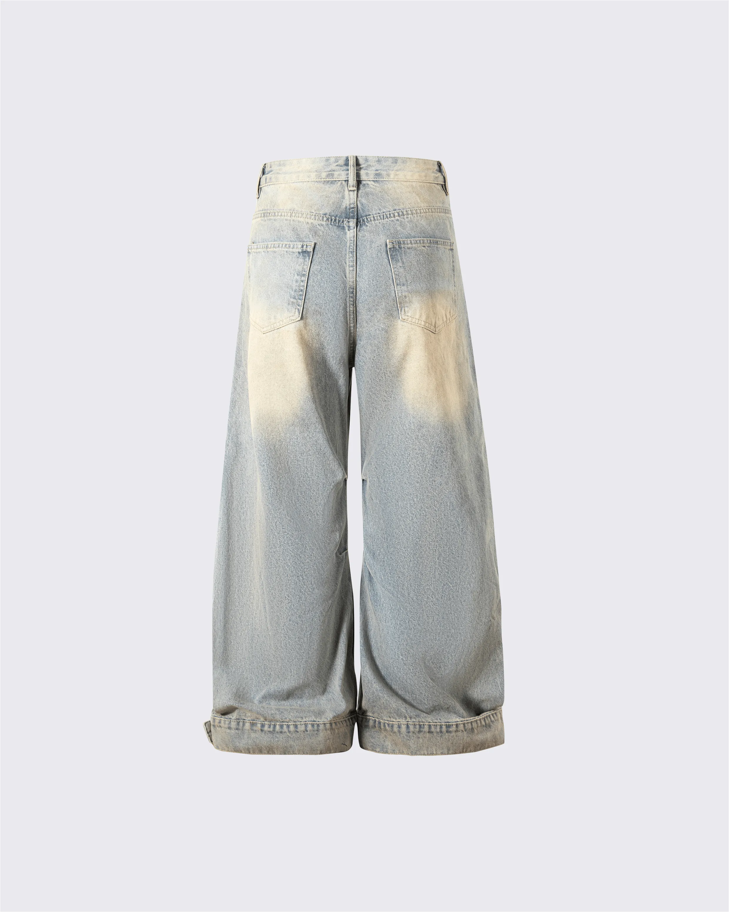 Wide-Leg Denim Jeans with Buttoned Hem sold by KIIKIO product image thumbnail 3