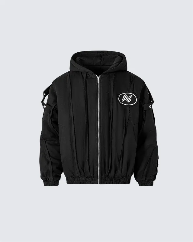 Graphic Patch Zip-Up Padded Hooded sold by KIIKIO