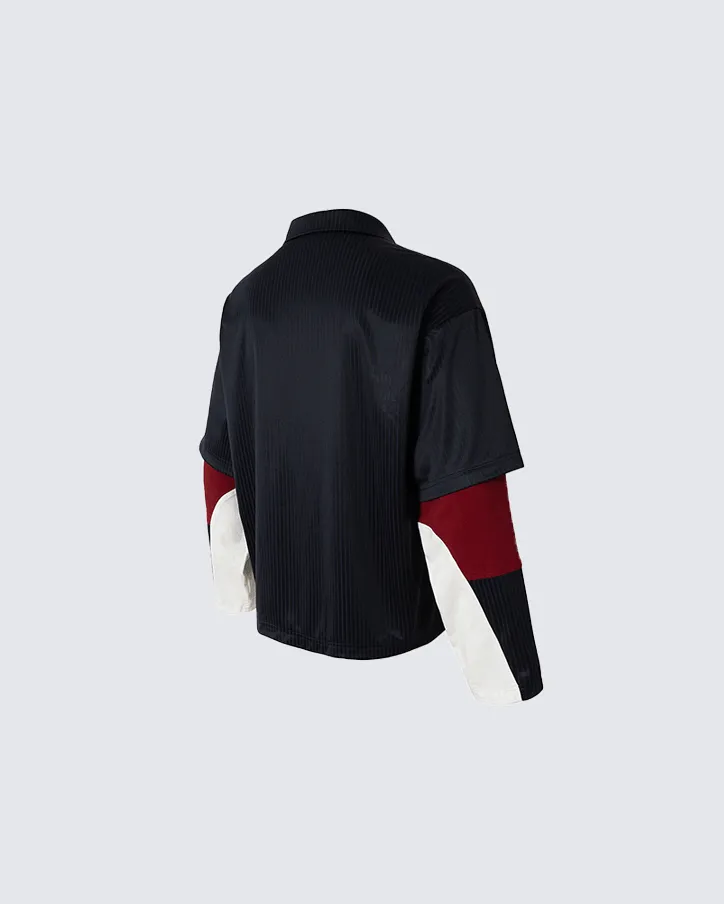 Colorblock Patchwork Polo Collar Long Sleeve T-Shirt sold by KIIKIO product image thumbnail 5