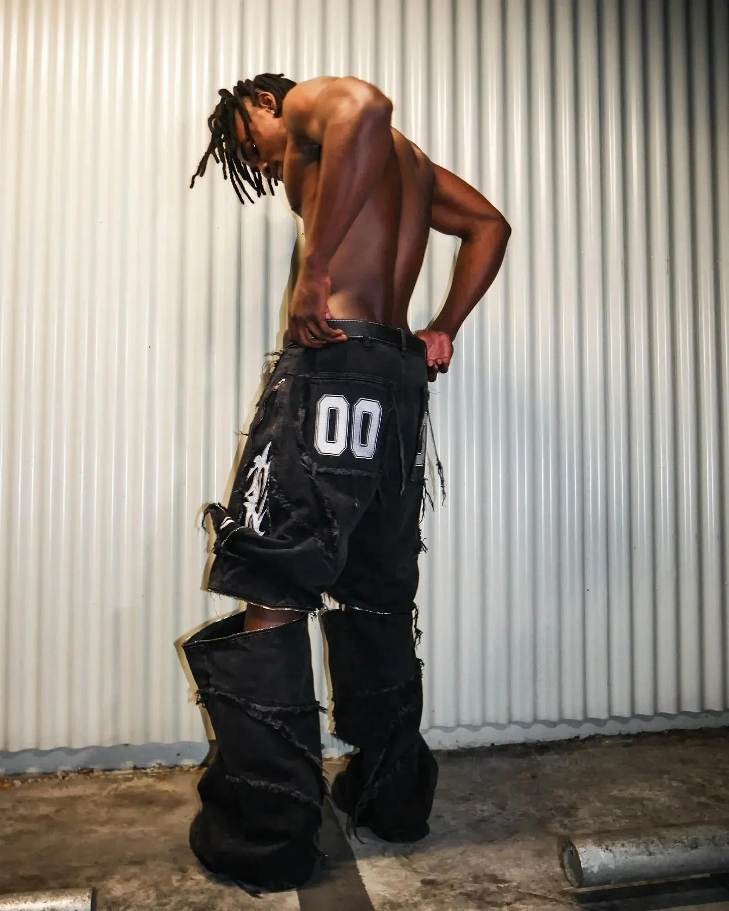 Gothic Spiral Distressed Convertible Jeans sold by KIIKIO product image thumbnail 2