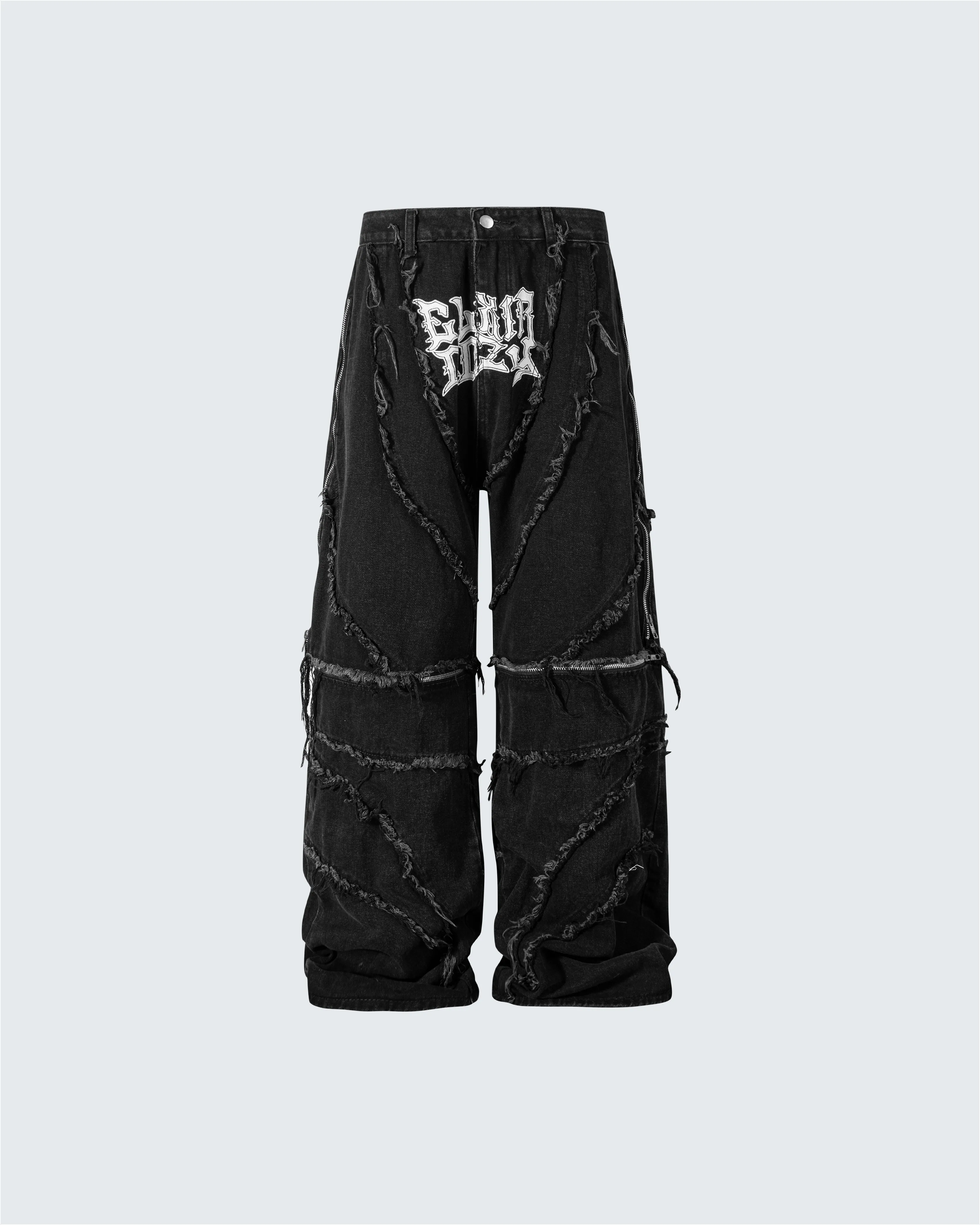 Gothic Spiral Distressed Convertible Jeans sold by KIIKIO