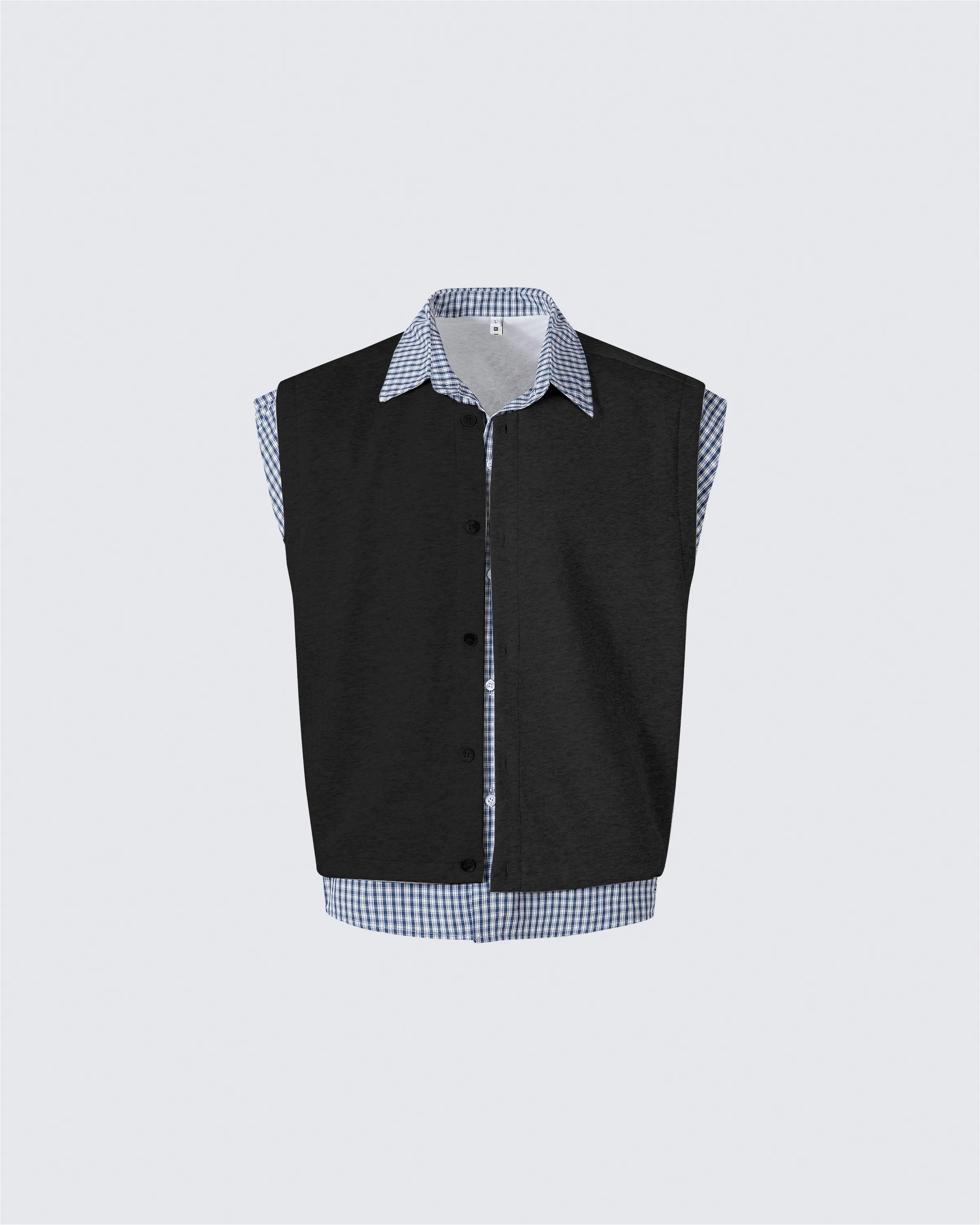 Layered Patchwork Vest Shirt sold by KIIKIO product image thumbnail 2