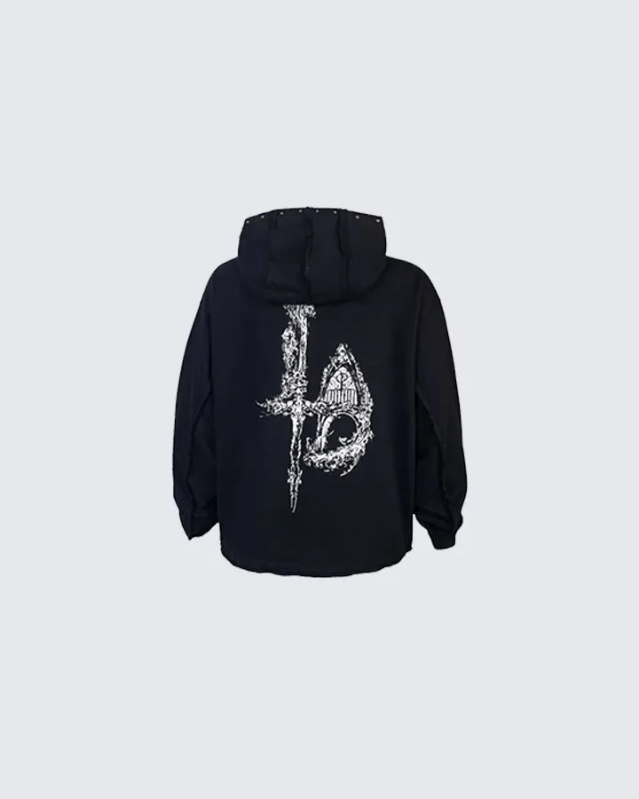 Studded Dragon Print Cotton Hoodie sold by KIIKIO product image thumbnail 5