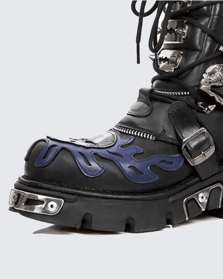 Flame Buckle Decor Gothic Combat Platform Boots sold by KIIKIO product image thumbnail 5