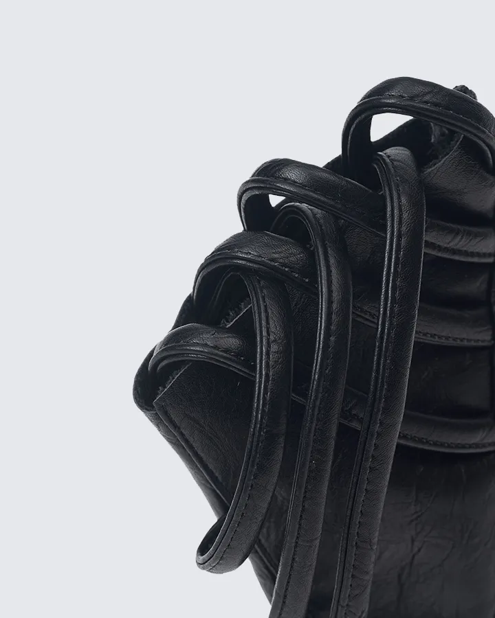 Gothic Punk Lace-Up Fingerless Faux Leather Gloves sold by KIIKIO product image thumbnail 5