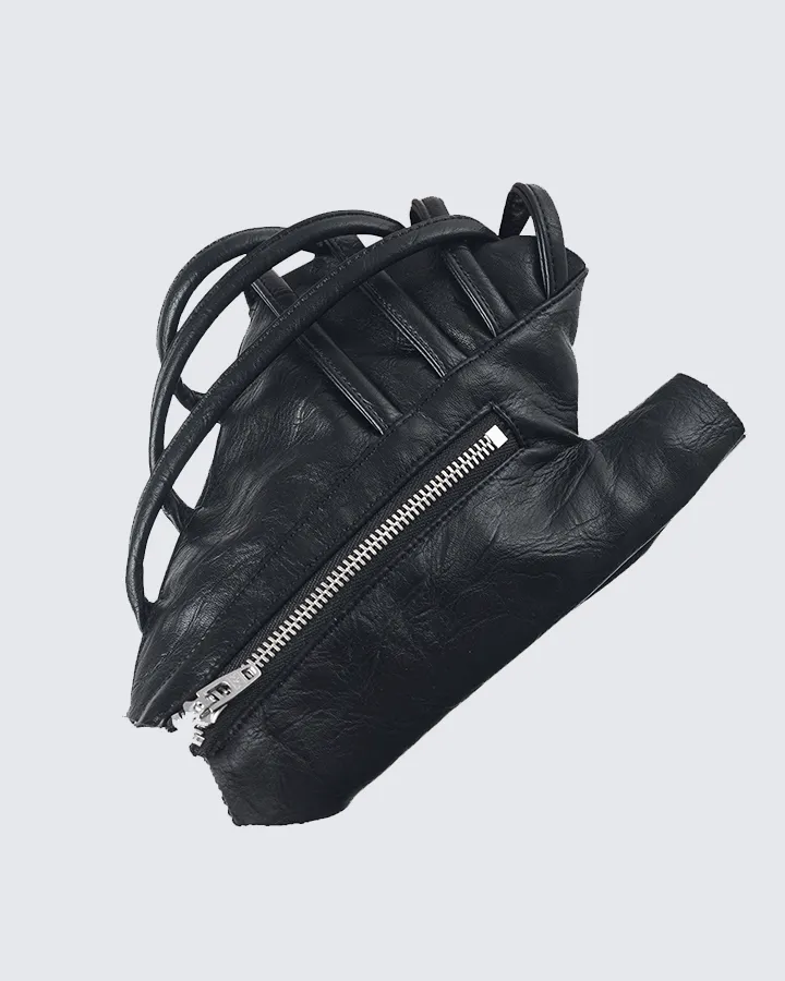 Gothic Punk Lace-Up Fingerless Faux Leather Gloves sold by KIIKIO product image thumbnail 3