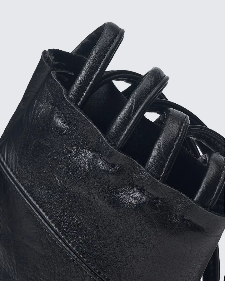 Gothic Punk Lace-Up Fingerless Faux Leather Gloves sold by KIIKIO product image thumbnail 4