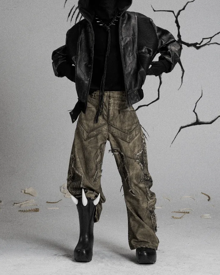 Tactical Textured Wide-Leg Cargo Pants sold by KIIKIO product image thumbnail 2