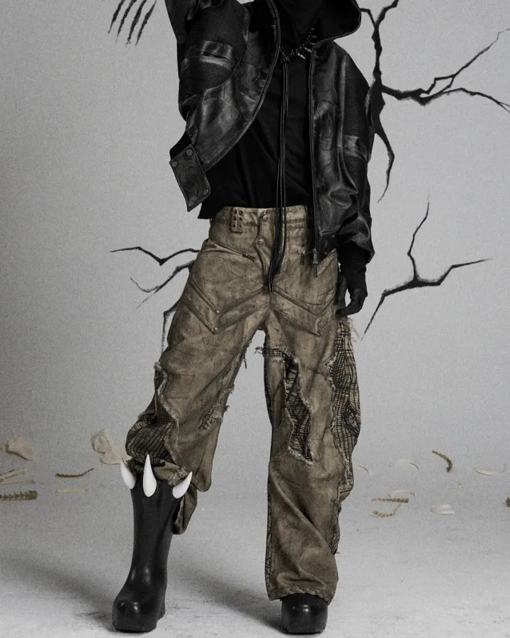 Tactical Textured Wide-Leg Cargo Pants sold by KIIKIO product image thumbnail 4