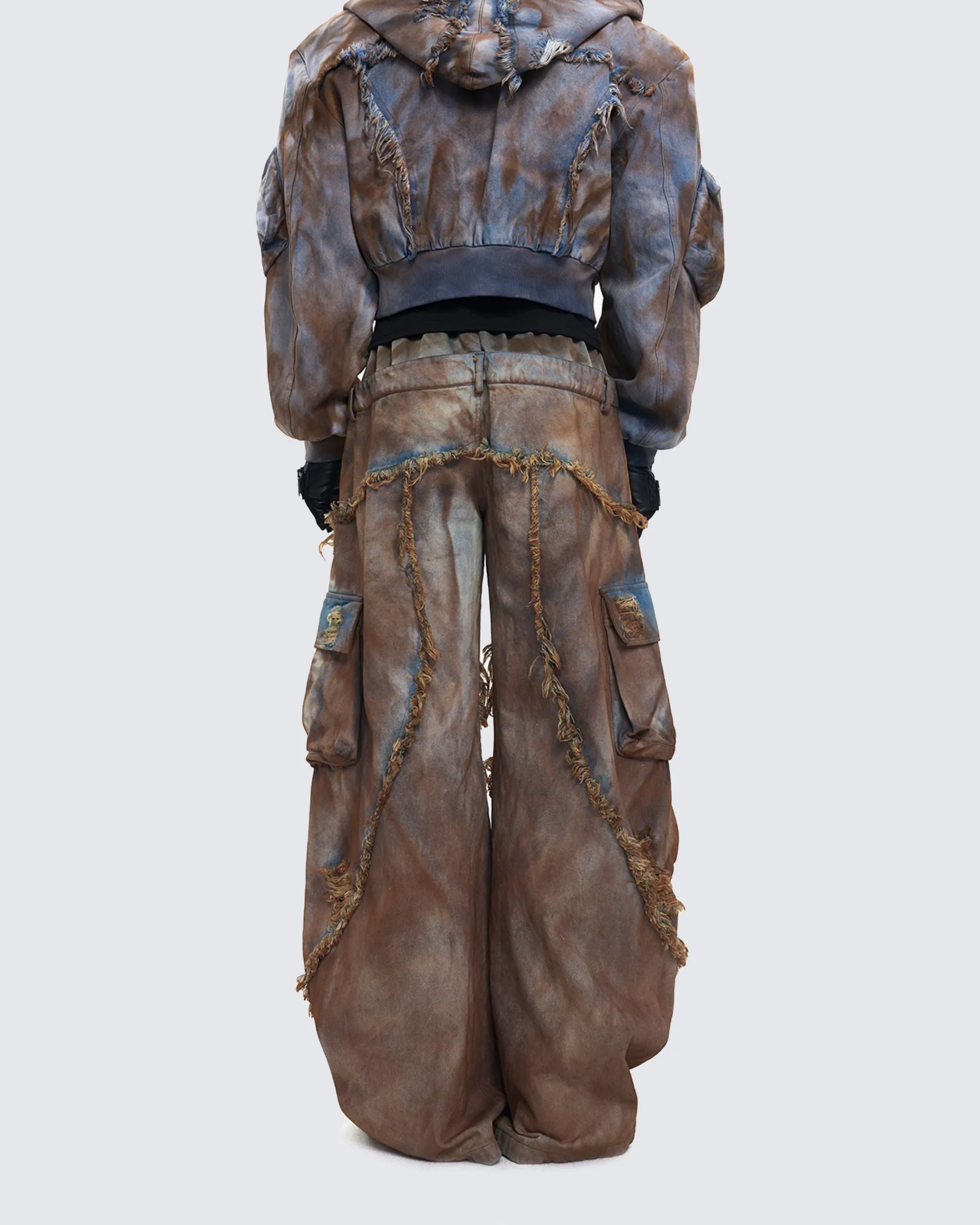 Wasteland Mud-Dyed Layered Wide-Leg Jeans sold by KIIKIO product image thumbnail 4