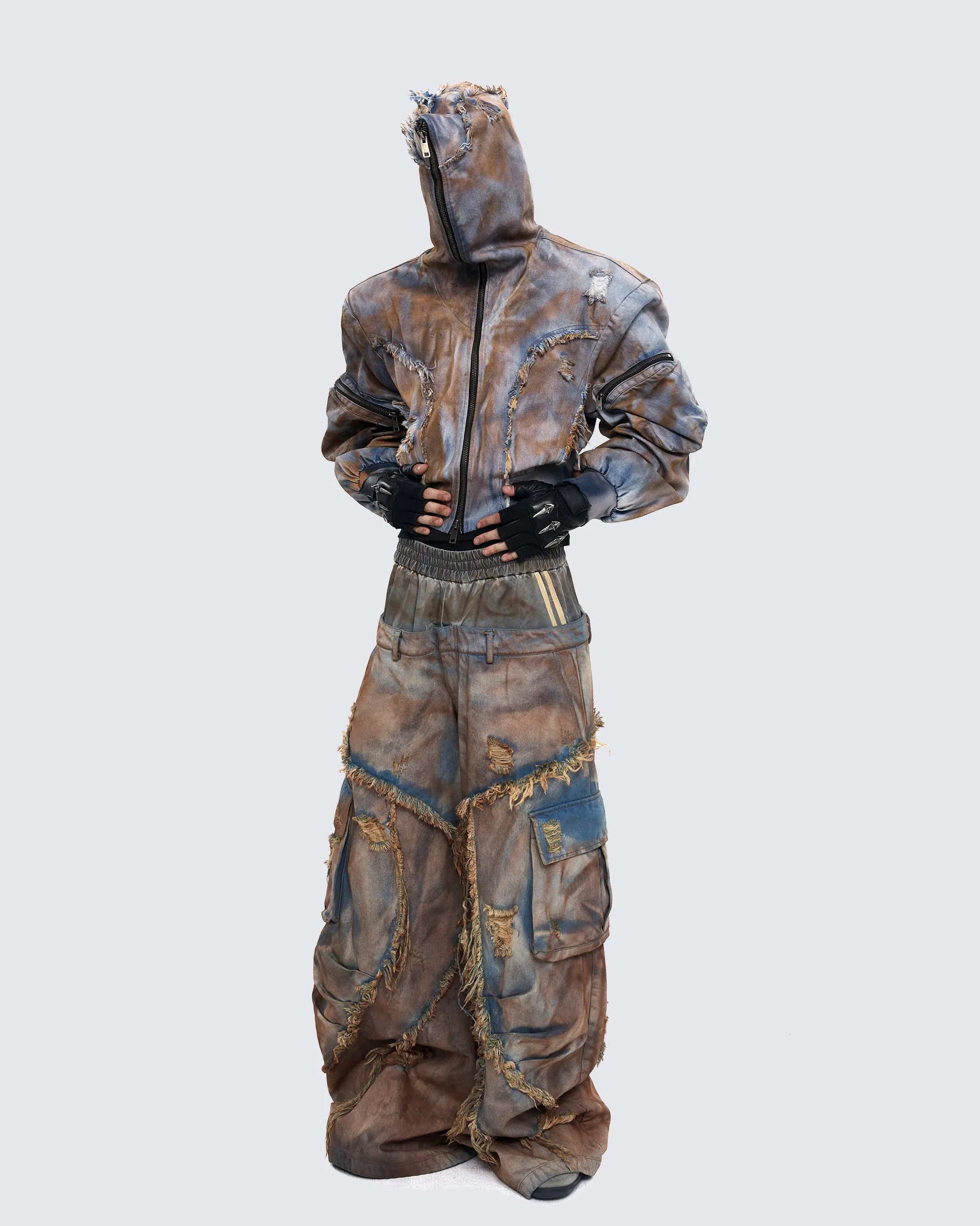 Wasteland Mud-Dyed Layered Wide-Leg Jeans sold by KIIKIO product image thumbnail 2