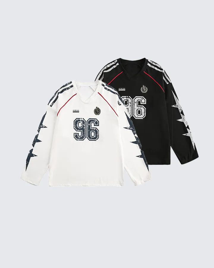 Vintage 96 Print Long Sleeve Streetwear Jersey sold by KIIKIO product image thumbnail 2