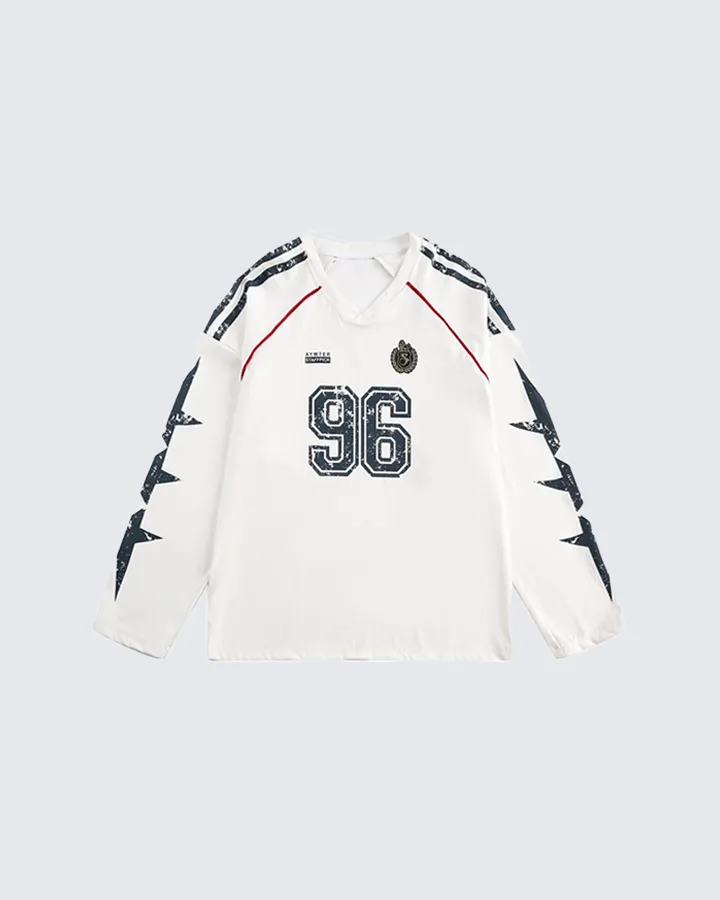 Vintage 96 Print Long Sleeve Streetwear Jersey sold by KIIKIO product image thumbnail 3