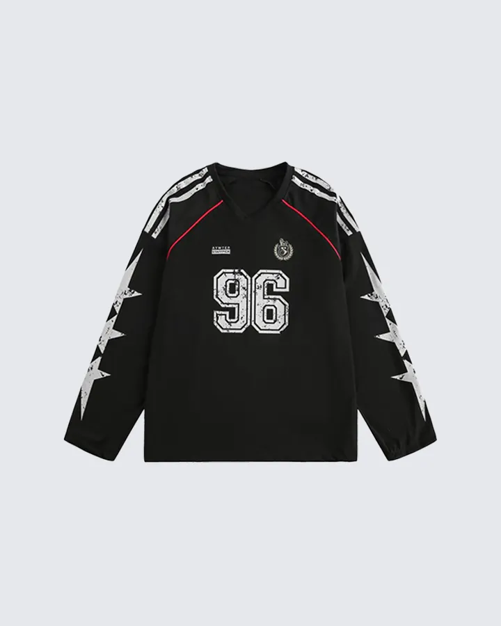 Vintage 96 Print Long Sleeve Streetwear Jersey sold by KIIKIO
