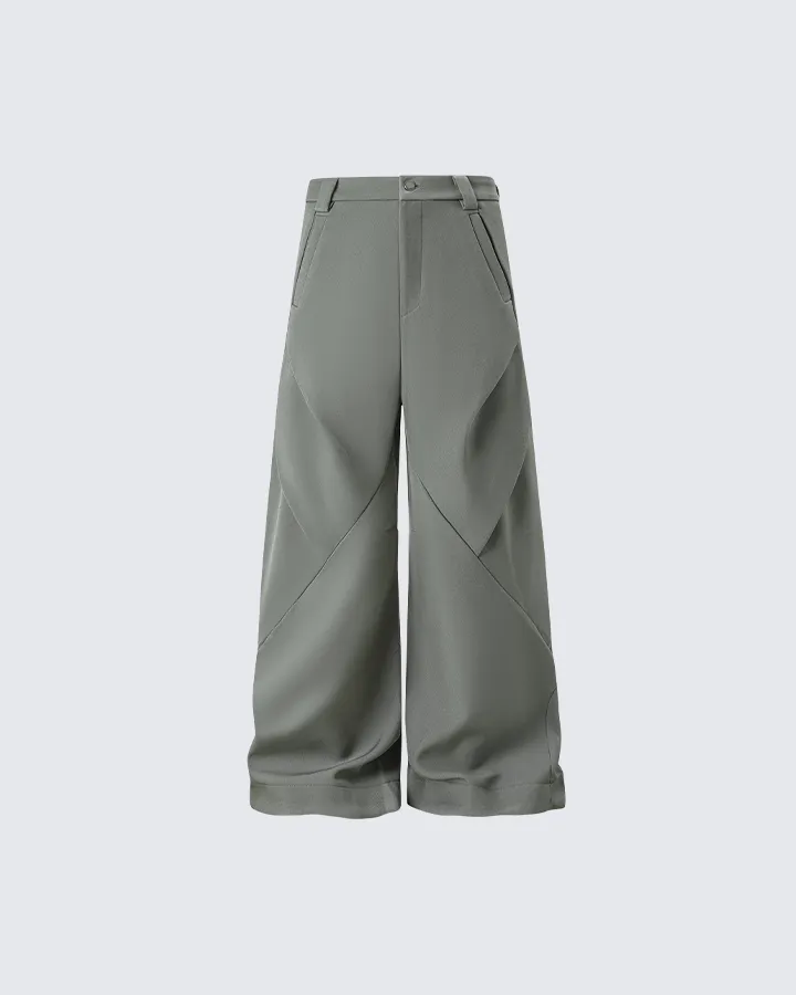 Architectural Pleated Wide-Leg Pants sold by KIIKIO