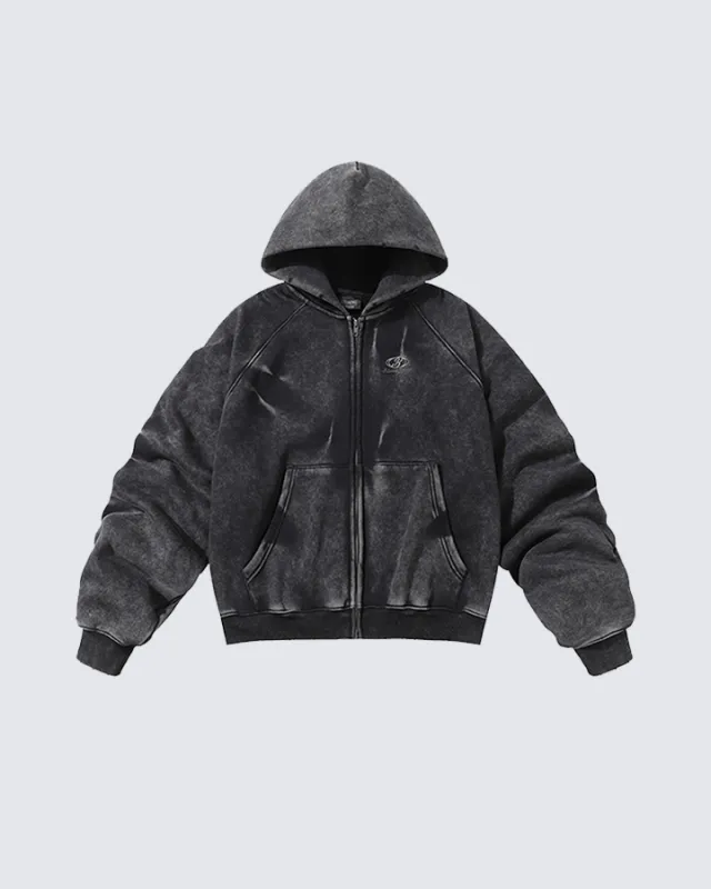 Vintage Washed Oversized Zip-Up Hoodie sold by KIIKIO