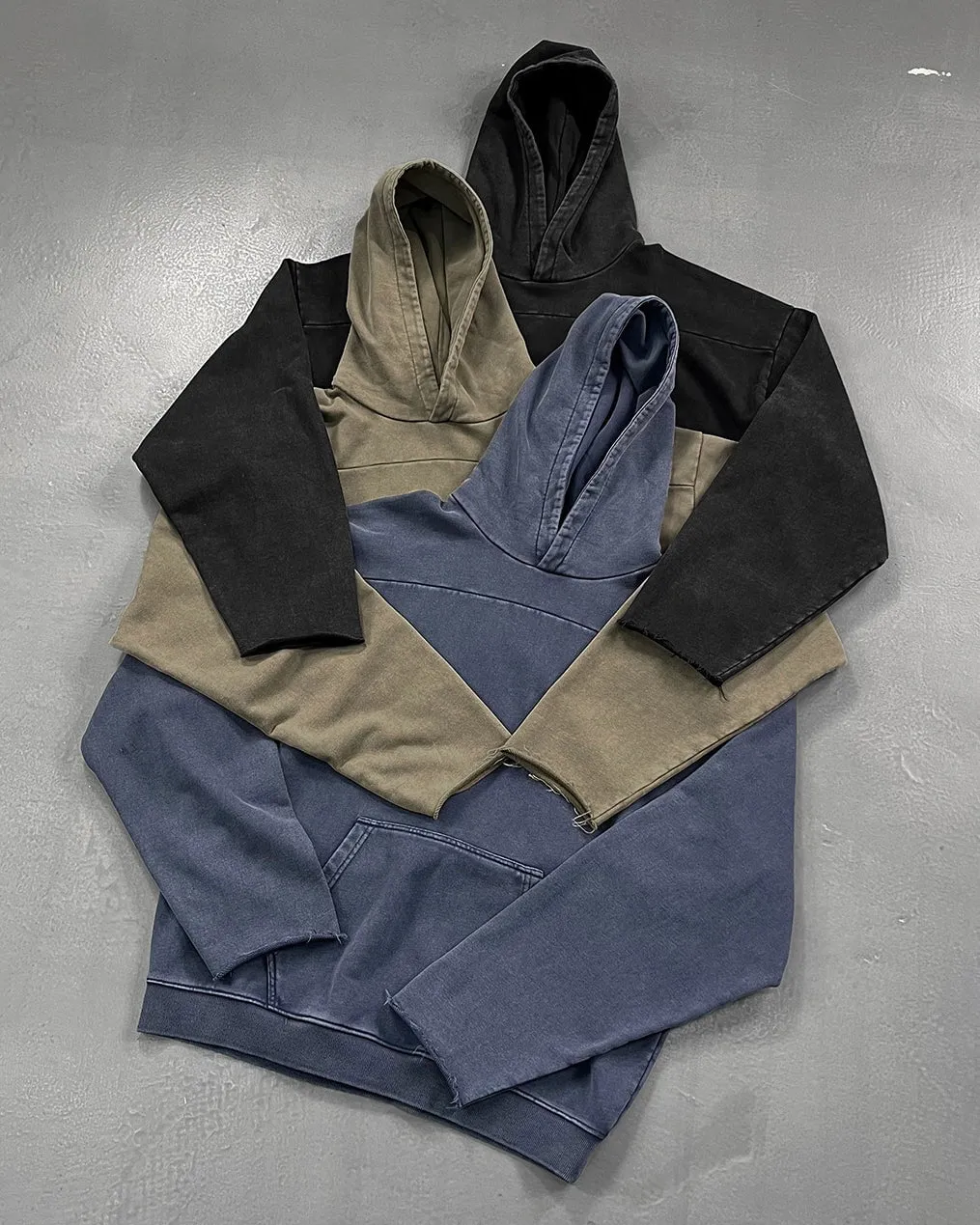 Washed Split-Panel Frayed Hoodie sold by KIIKIO product image thumbnail 2