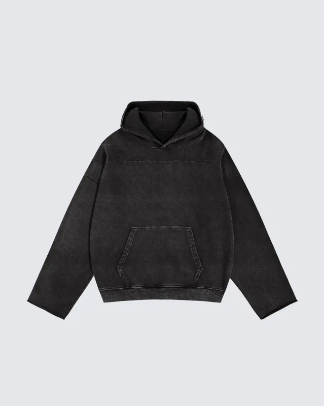 Washed Split-Panel Frayed Hoodie sold by KIIKIO