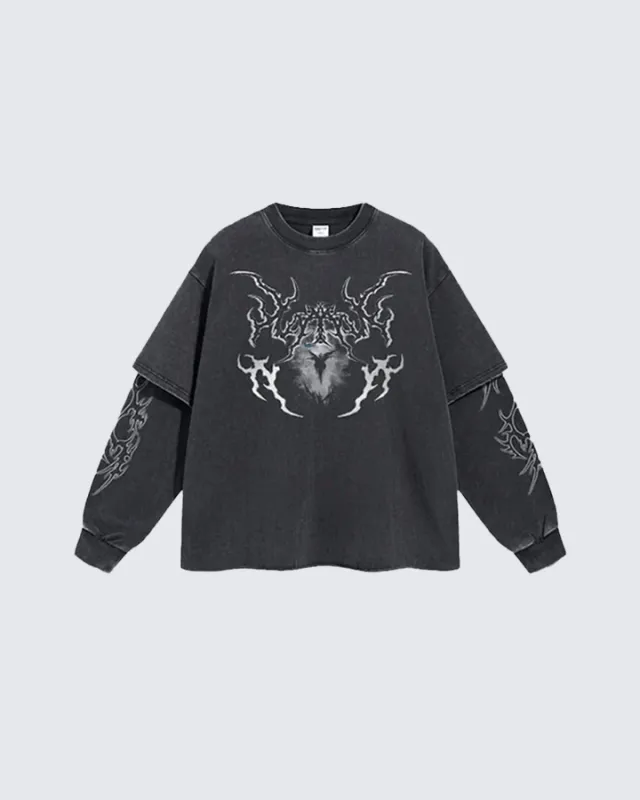 Graphic Oversized Long Sleeve T-shirt made by KIIKIO