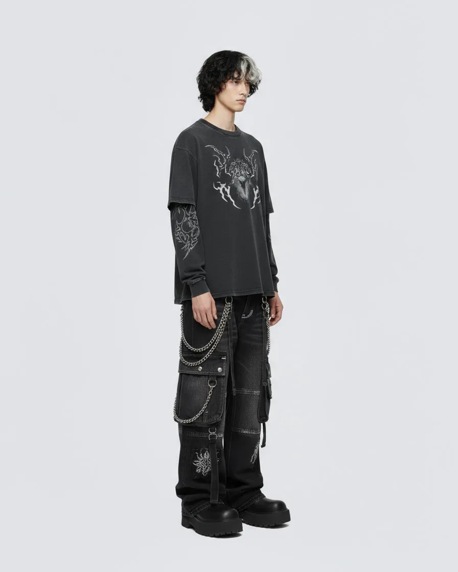 Graphic Oversized Long Sleeve T-shirt sold by KIIKIO product image thumbnail 4