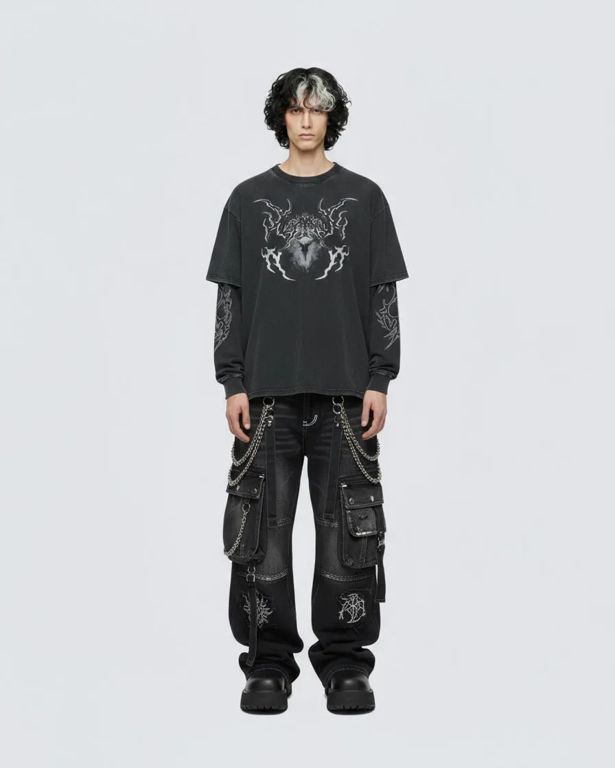 Graphic Oversized Long Sleeve T-shirt sold by KIIKIO product image thumbnail 3