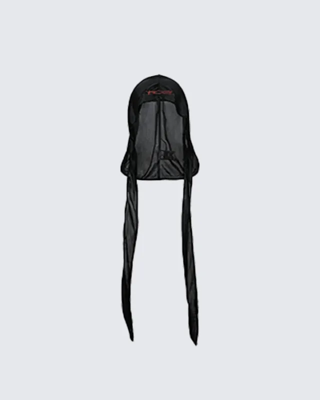 Classic Black Silky Durag with Long Tails made by KIIKIO